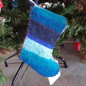 NEW Felt Stocking Ornament - Blue
