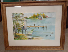 Load image into Gallery viewer, Watercolor Painting - Boathouse/Dock (29.25&quot; x 23&quot;)
