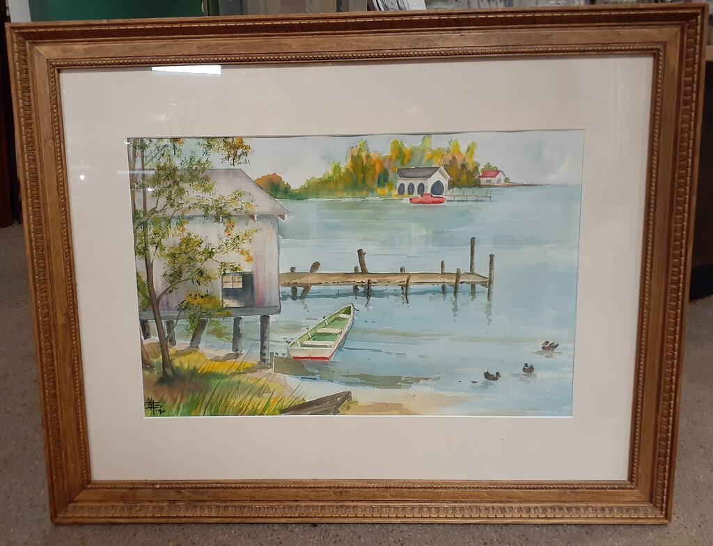 Watercolor Painting - Boathouse/Dock (29.25