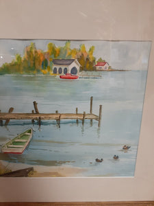 Watercolor Painting - Boathouse/Dock (29.25" x 23")