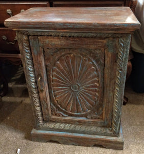 One of a Kind Reclaimed Cabinet with Single Hand Carved Door - 51/1