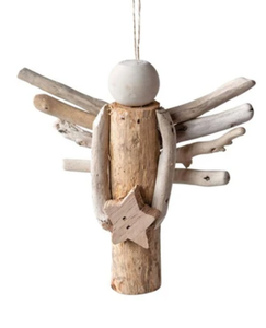 NEW 5" Driftwood Angel Ornament with Star XM4886