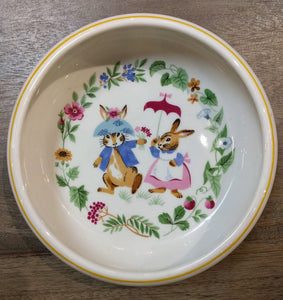 7" Vintage Ceramic Bowl with Rabbits by Tot Trainer