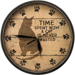 NEW Clock - Time Spent With A Cat Is Never Wasted - 33894