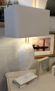 NEW - White Tortoise Shell Table Lamp - minor chipping at base