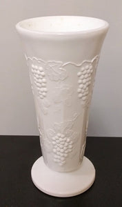 7.5" Milk Glass Vase - Grapes & Leaves