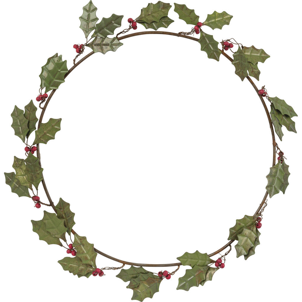 NEW Wreath - Holly Leaves - Metal - 107065