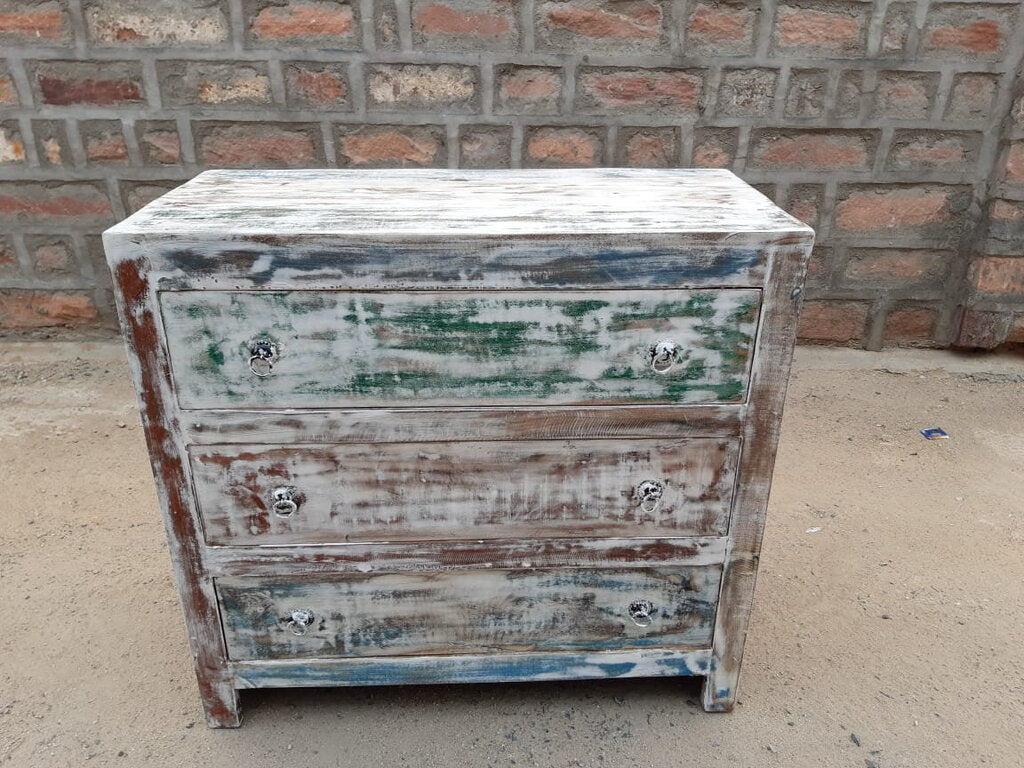 NEW Whitewashed Reclaimed Three Drawer Chest - MDA-24w