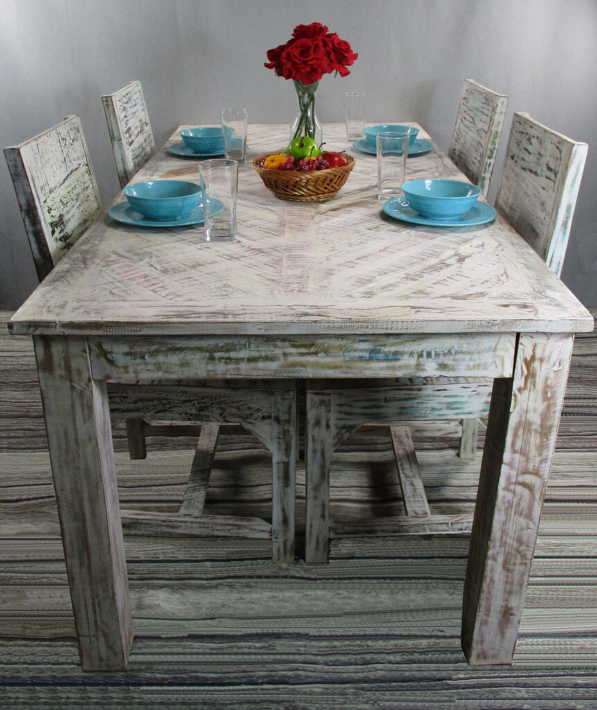 NEW Whitewashed Reclaimed Wood Dining Table - MDA-134-72c
