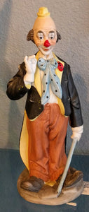 9" Porcelain Clown with Cane Figurine