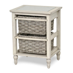 NEW Island Breeze - 2-Basket Side Table - Gray & Distressed White *NS