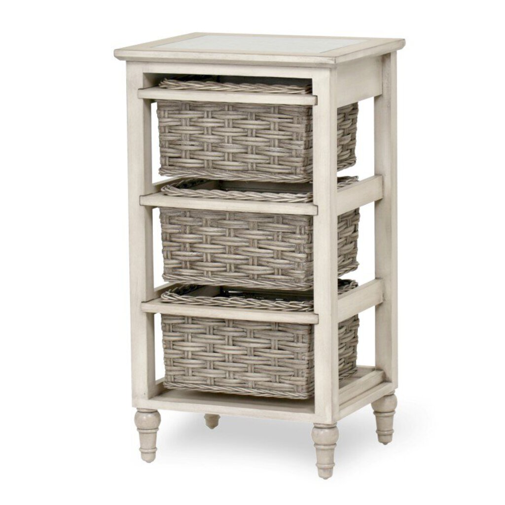 NEW Island Breeze 3 Basket Storage Cabinet - Gray & Distressed White *NS