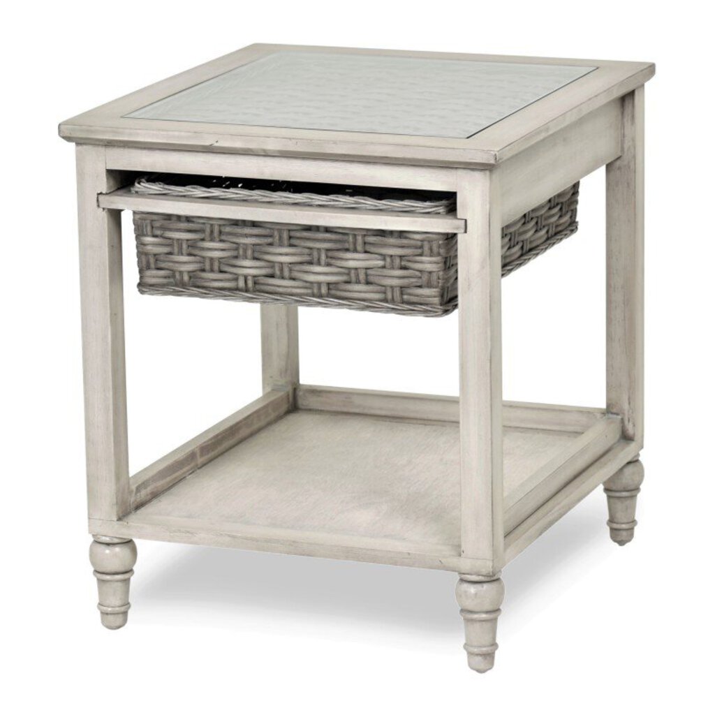 NEW Island Breeze - 1-Basket End Table - Gray & Distressed White *NS