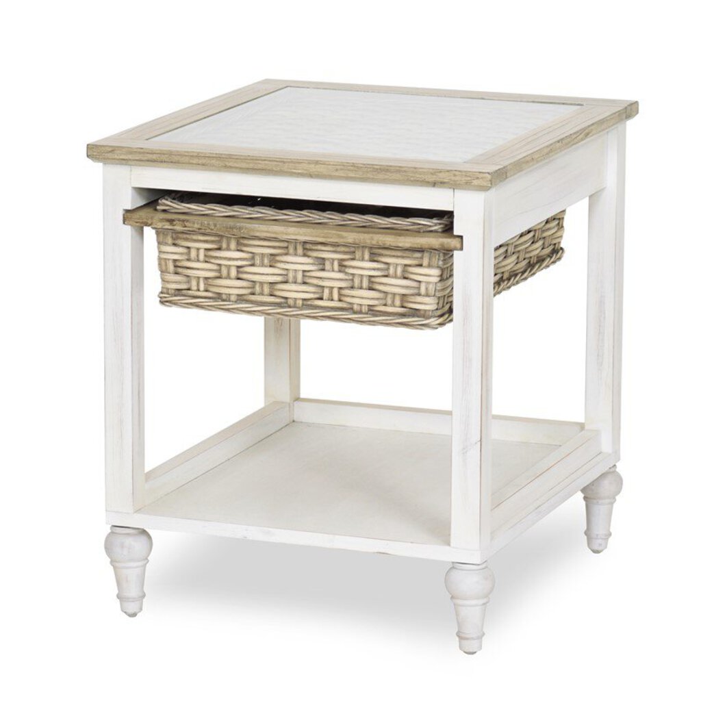 NEW Island Breeze - 1-Basket End Table - Weathered Wood & White