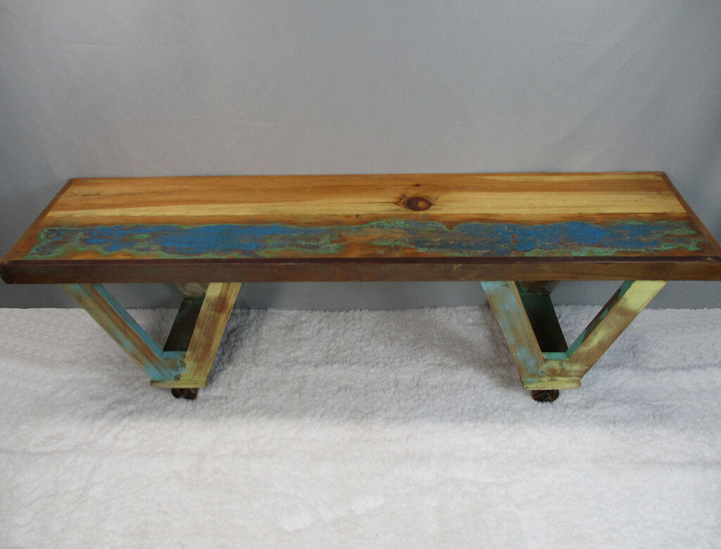 NEW Reclaimed Wood Bench on Wheels MDA-20-305