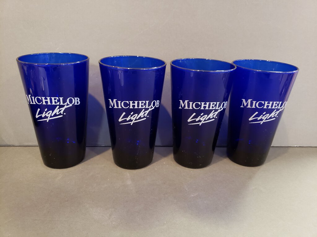 Set of 4 Cobalt Blue Michelob Light Glasses