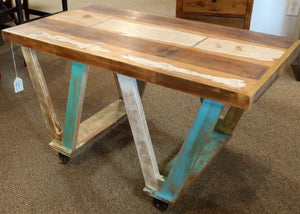 NEW Reclaimed Wood Coffee Table on Wheels MDA-20-306