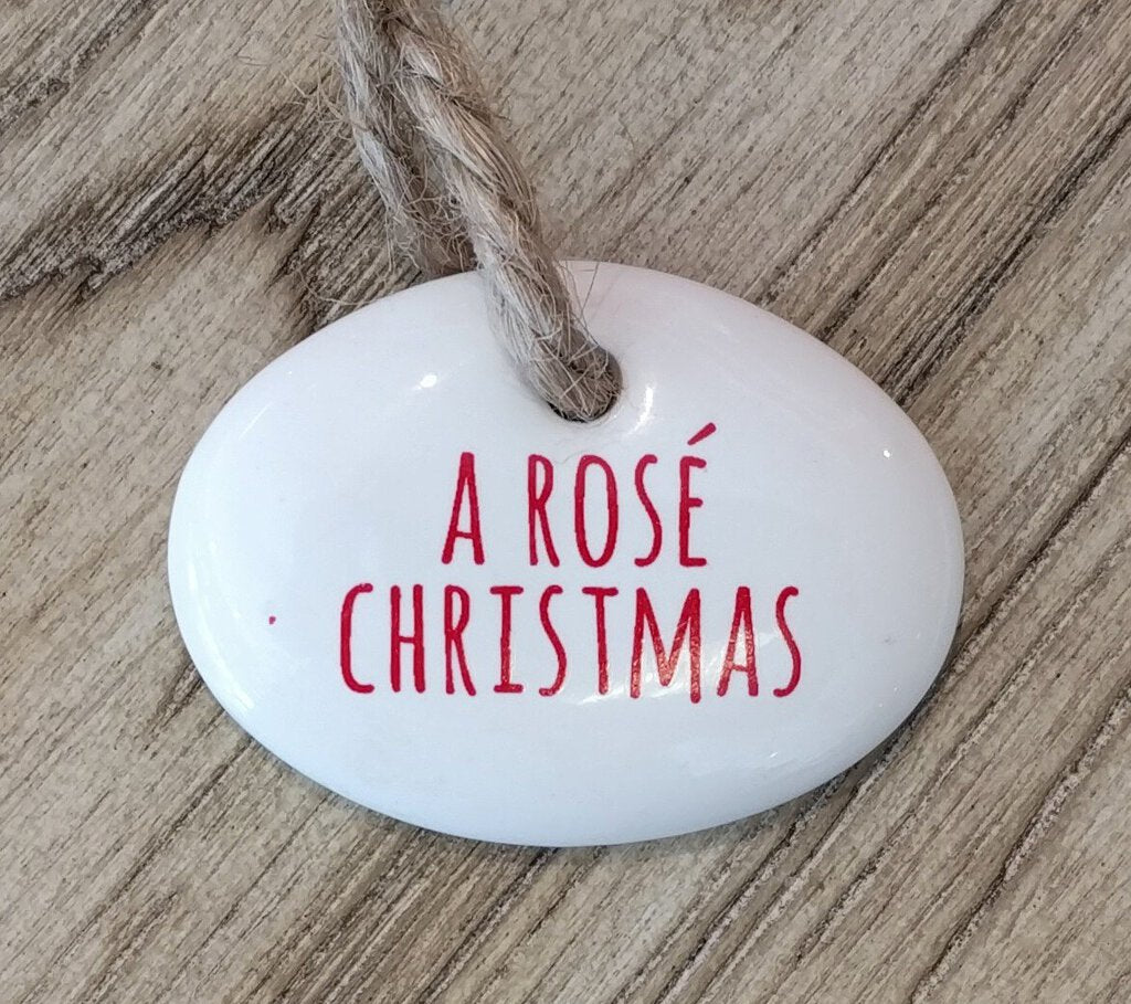 NEW Stoneware Tag Ornament XM0238A - A Rose Christmas