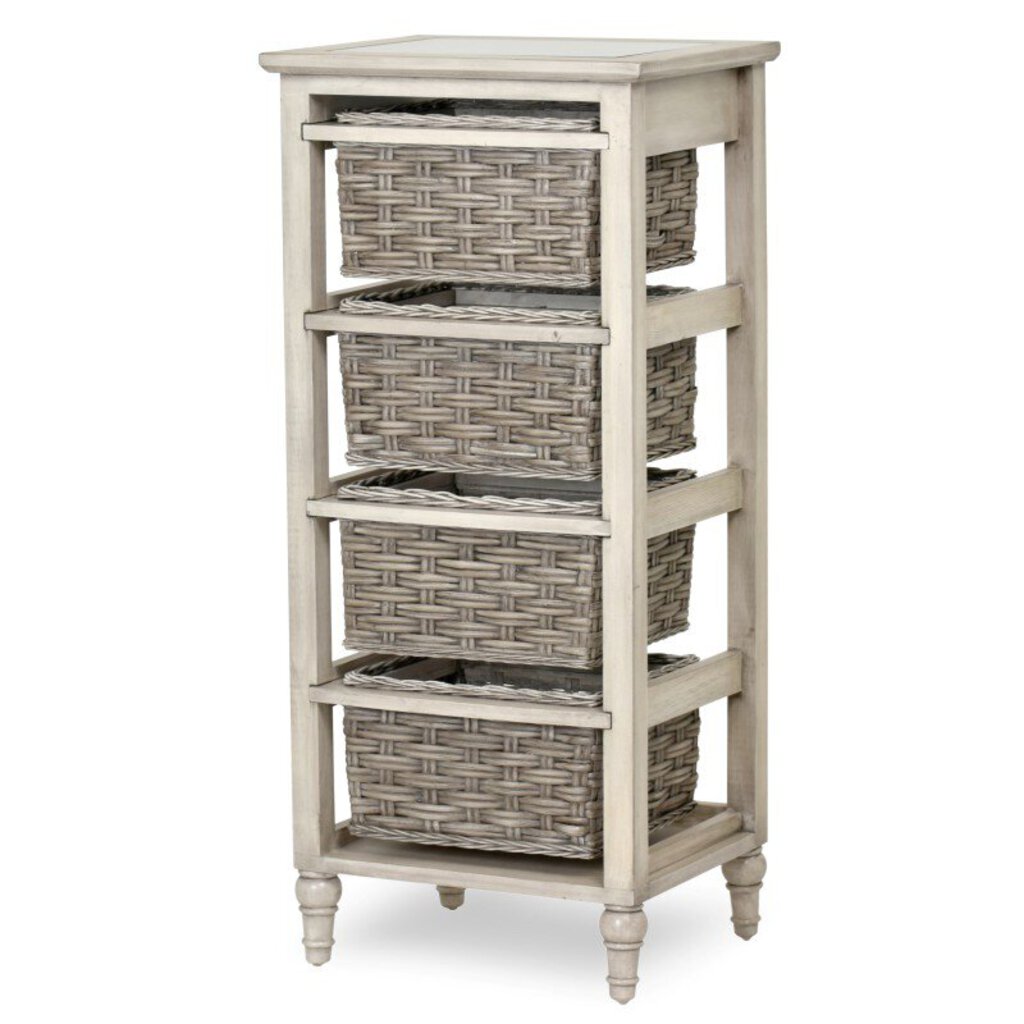 NEW Island Breeze 4 Basket Vertical Storage Cabinet - Gray & Distressed White *NS