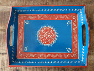NEW 12" Hand-Painted Wood Tray - India 343693 - A