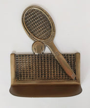 Load image into Gallery viewer, Single Brass Tennis Racquet &amp; Net Bookend

