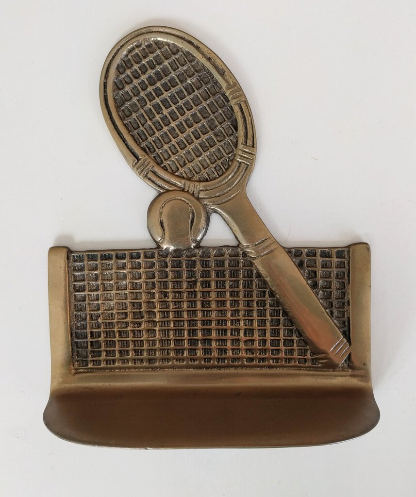 Single Brass Tennis Racquet & Net Bookend