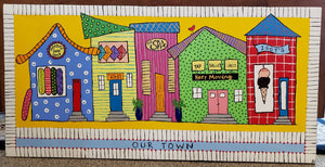 Original "Happy House" Painting #148 on Canvas by Local Artist Su Daitch