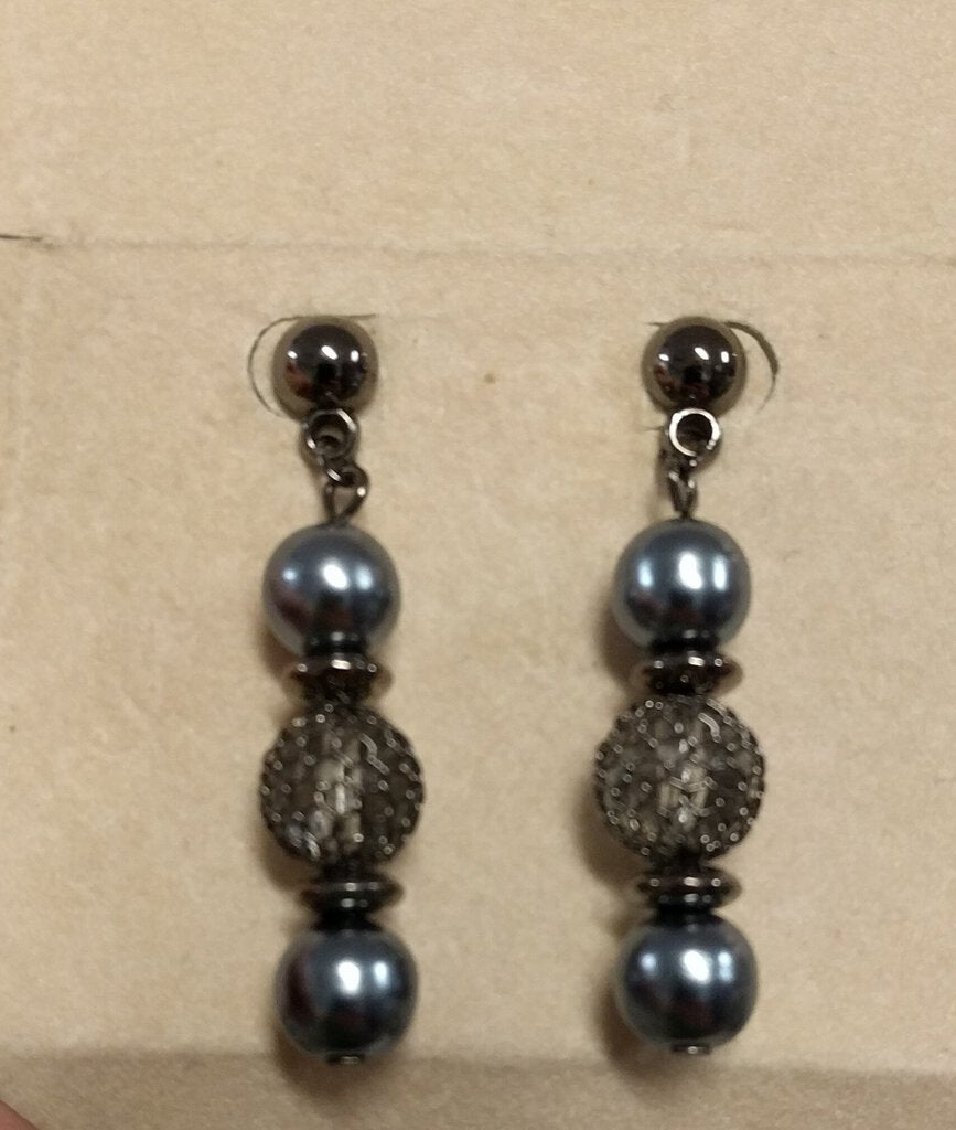 Silver Bead Dangle Earrings