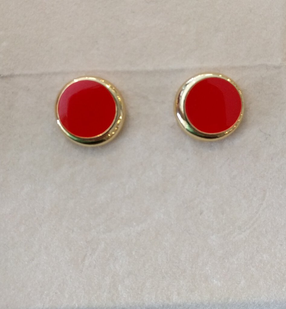 Round Orange & Gold Earrings