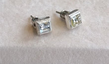 Load image into Gallery viewer, Square Crystal &amp; Silver Earrings
