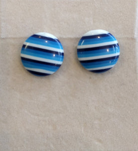 Round Striped Blue Earrings