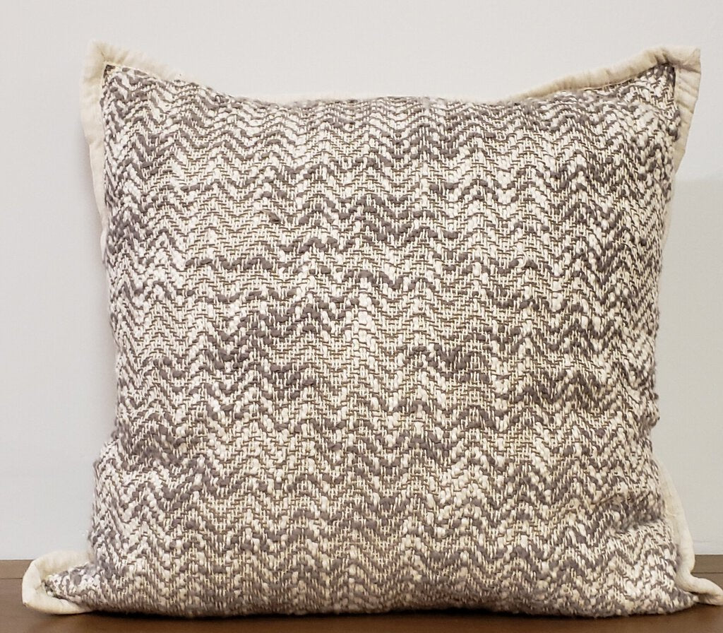 Cream and Gray Patterned Pillow