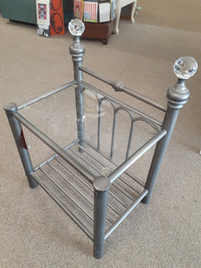 NEW Glass & Metal Two Tier Accent Table