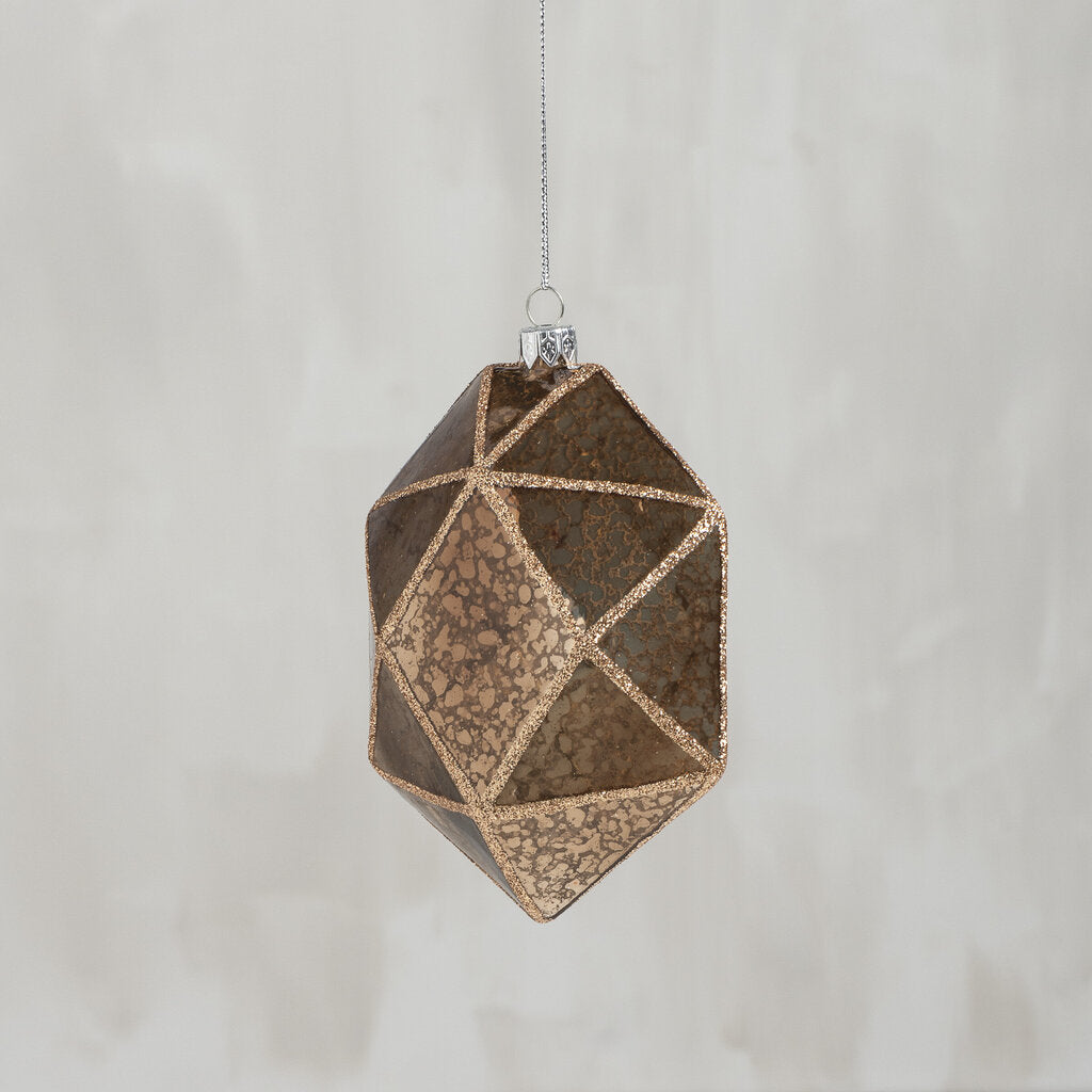 NEW Glass Ornament - Faceted Gold - 104191