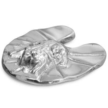 Load image into Gallery viewer, NEW Cast Aluminum Frog &amp; Lily Pad Paperweight - 12658
