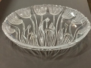 15" Frosted Tulip Glass Platter by Block Crystal