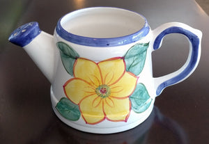 Hand-Painted Ceramic Watering Can Planter