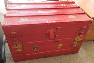 Vintage Red Steamer Trunk