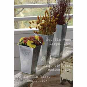 NEW Square Tin Flower Vase - 5839