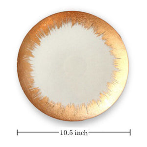 NEW Set of 4 Brushed Gold Rim Dinner Plates - 674008