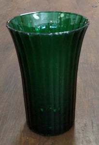 7" Vintage Napco 1151 Emerald Green Ribbed Glass Vase