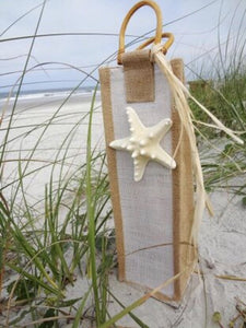 NEW Canvas Wine Bottle Bag-Single Tall with Starfish