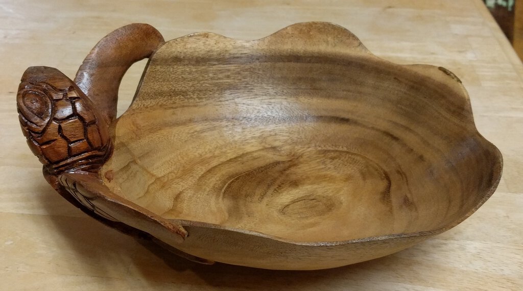 NEW Acacia Wood Carved Turtle Bowl TB30S