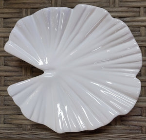 NEW 8" White Ceramic Palm Leaf Dish