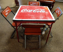 Load image into Gallery viewer, Vintage Coca-Cola Cafe Table &amp; 4 Chairs from Mexico
