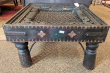 Load image into Gallery viewer, Side Table made from vintage window - India. Varying wear due to age.
