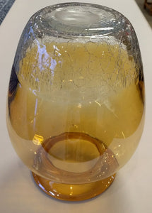 NEW 9" Amber Glass Vase with Crackle Base