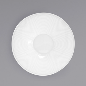 12" Spiral White Round Porcelain Flare Bowl