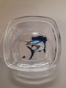 Hand Painted Glass Sailfish Trinket Bowl