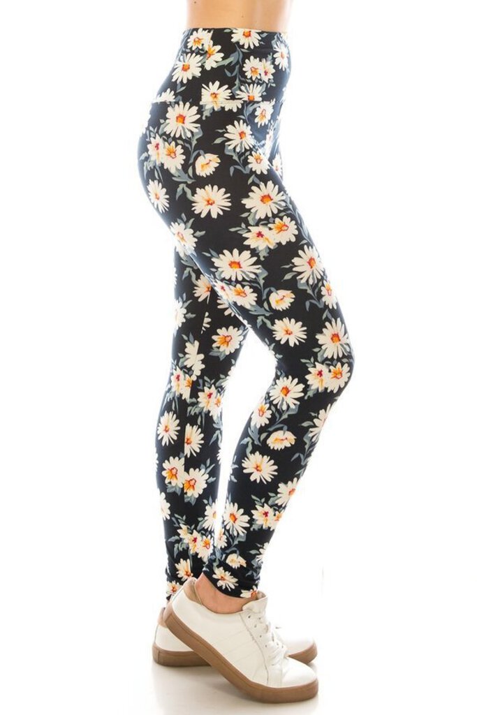 NEW One Size Leggings - Blue with Flowers LY5R-R592
